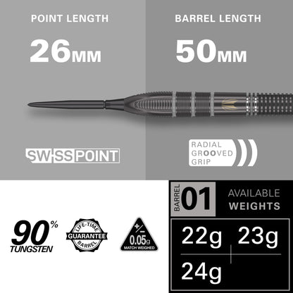 Target Darts Nathan Aspinall x ECHO 90% Tungsten Steel Tip Swiss Point Dart Set ? 23G ASP Player Edition Darts, Pro Grip Shafts & Pro Ultra No.2