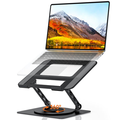 TECKNET Adjustable Laptop Stand for Desk 360° Rotating Ergonomic Black