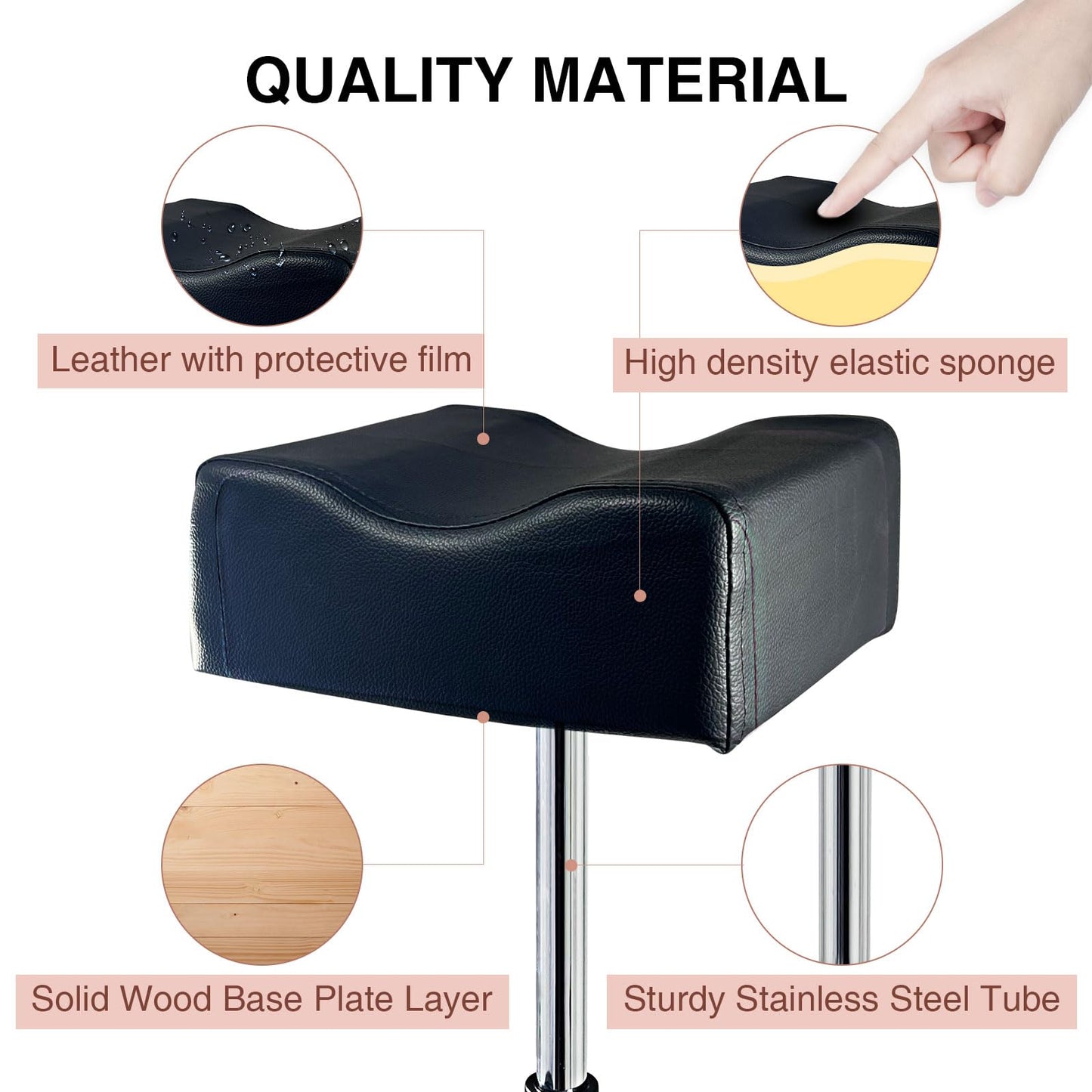 LOVEVLOGY Pedicure Chair Stool, Manicure Foot Care, Height-Adjustable Chair Leg Rest Foot Care for Nail Salon, Spa Massage, Beauty Salon, Nails, Black