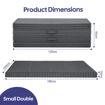 MeMoreCool Folding Floor Mattress 190x120cm, 4-Fold Foam Guest Bed, Grey