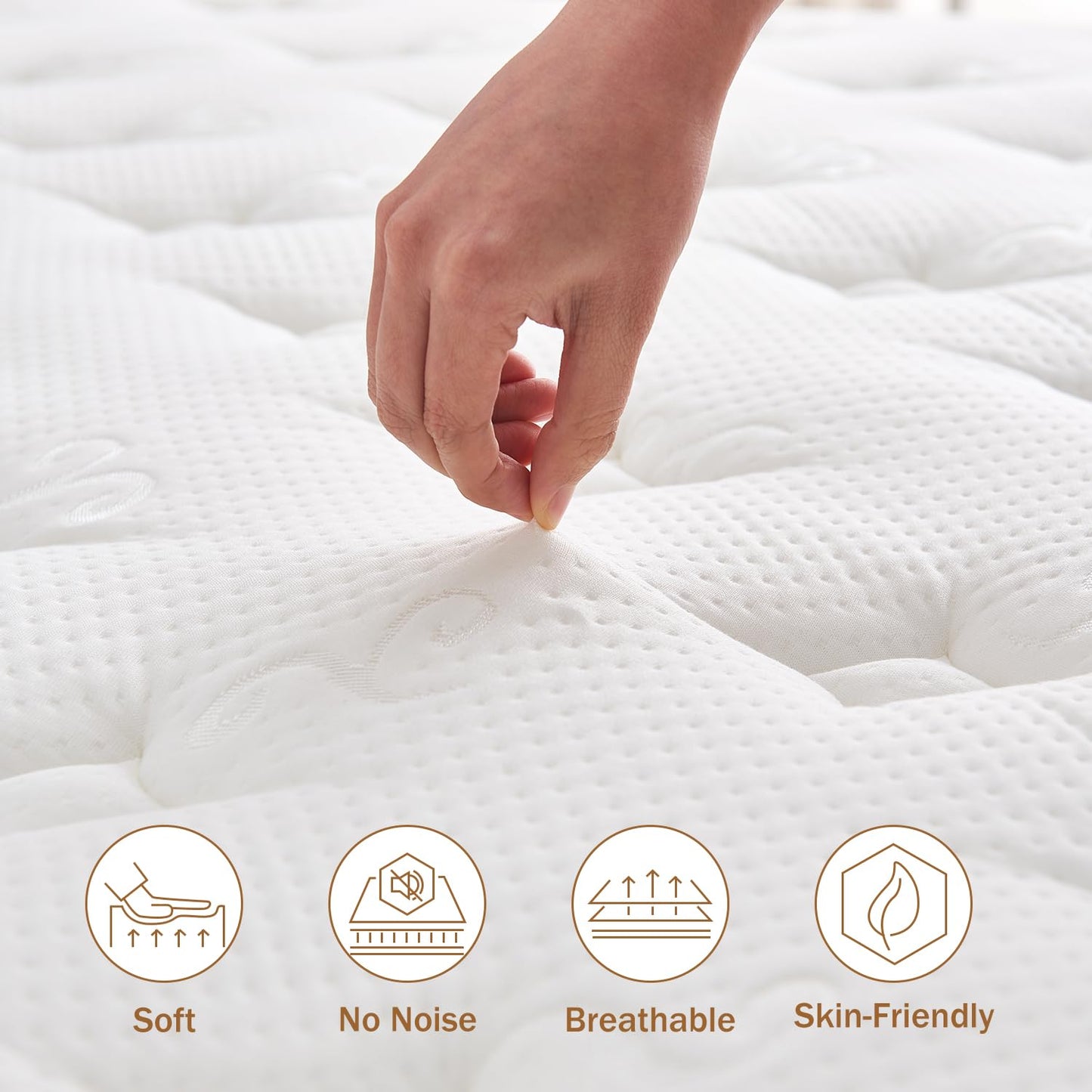 Hiepunos 3FT Single Mattress, 10.2 INCH Single Memory Foam Mattress, 9-Zone Pocket Sprung Medium Firm