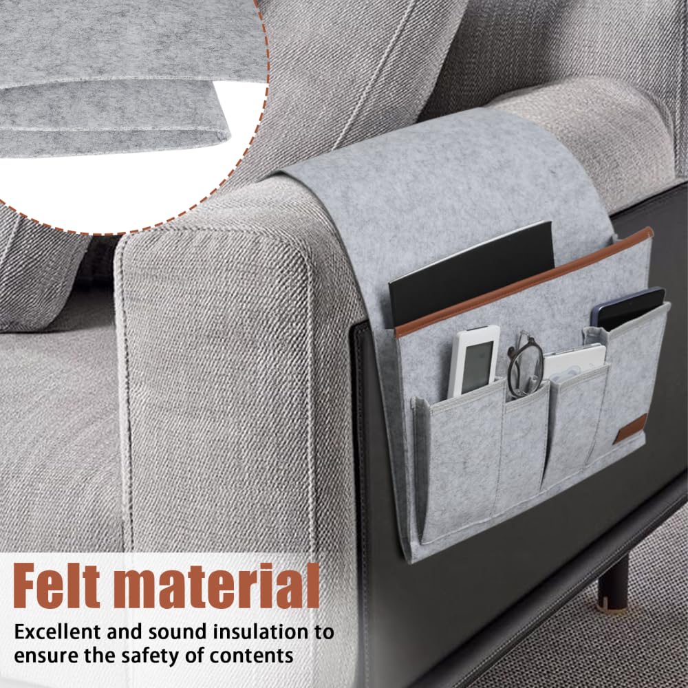 DONGKER Sofa Armrest Organizer, Armrest Caddy Holder Multi-Pocket Design for Magazine Tablet Snacks Books Pen Phone Remote Control