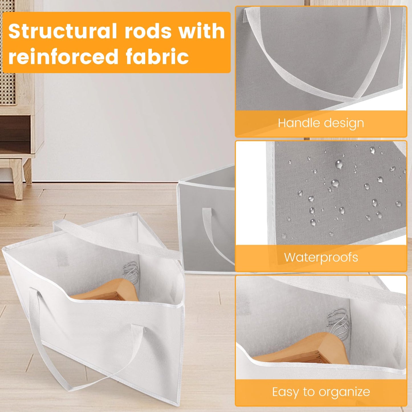 Gatphy 2Pcs Triangle/Square Clothes Hanger Organizer Bags with Handles, Canvas Material, Space Saving Clothes Hanger Storage Bag for Laundry Rooms