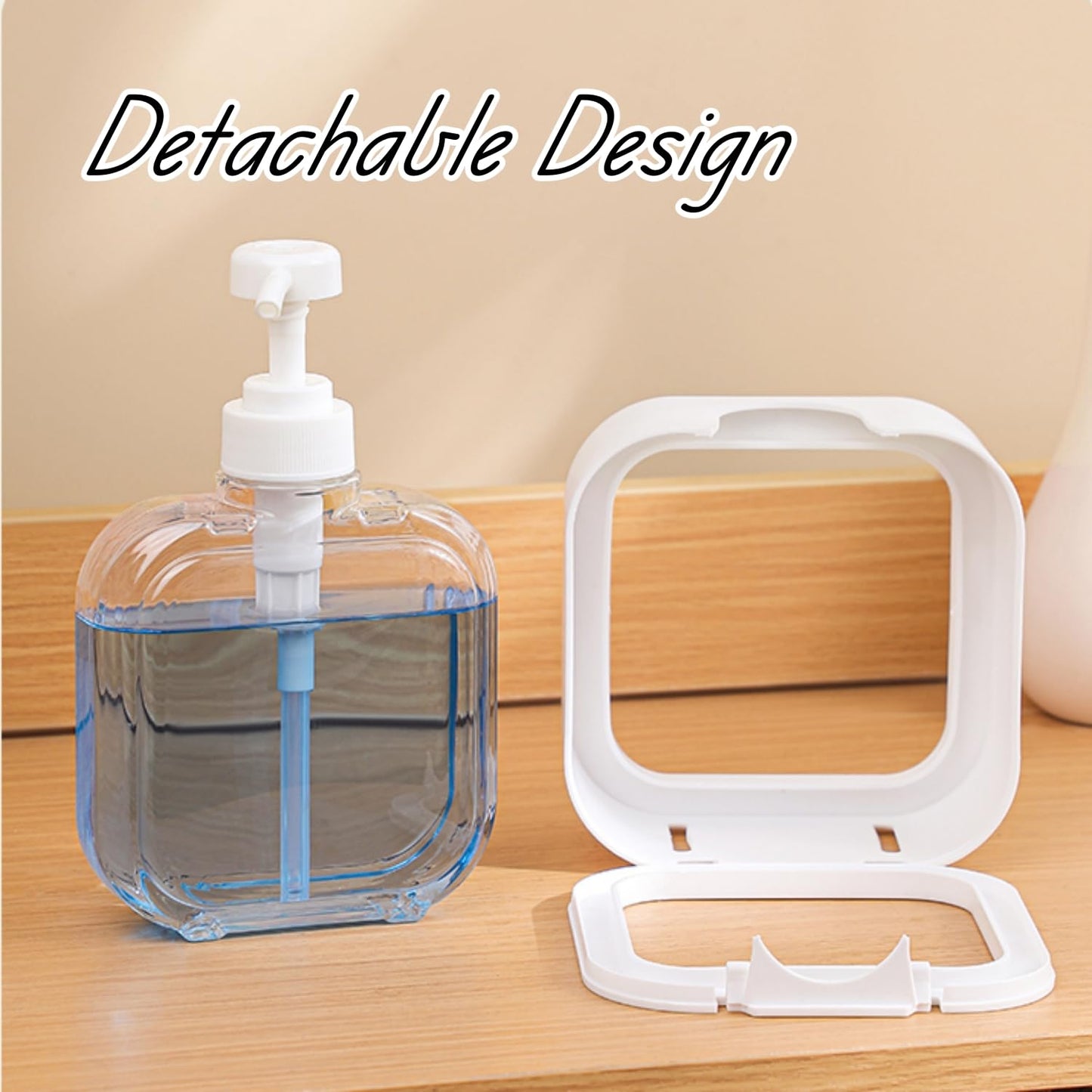 MOLHEM 2-Pack 17oz (300ml) Refillable Soap Dispenser Set - Clear Removable Bottle for Easy Refill, Pump for Shampoo, Conditioner, Hand Soap