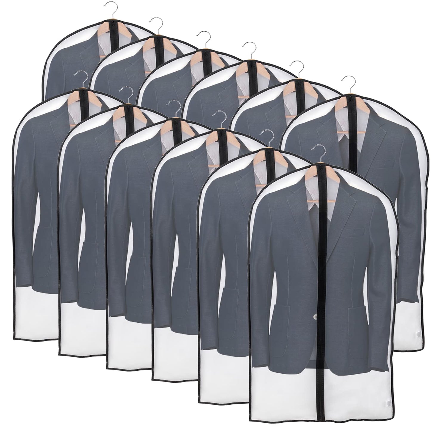 Niviy Garment Bags 60 x 100 cm, PEVA Clothes Covers with Zip, 12 Pack