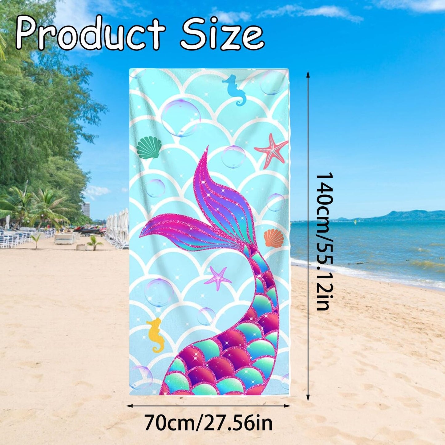 CocCCoon 1 Pcs Swimming Towels for Kids Microfibre Beach Towel Oversized Sand Resistant Towel Men Women Youth Children