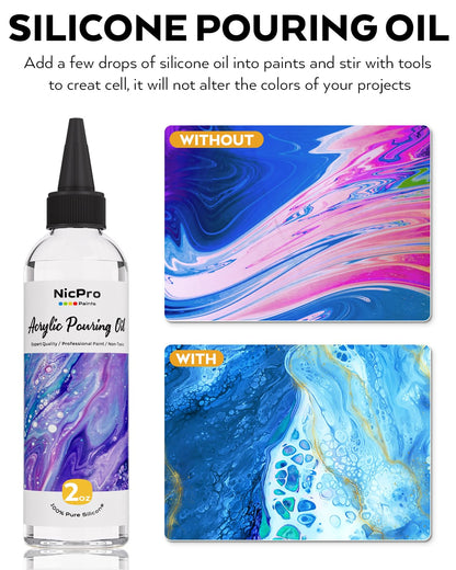 Nicpro 14 Colors 8.45oz Acrylic Pour Paint Supplies Kit, Large Volume Premixed High Flow Painting Bulk Set with Canvas, Wood Natural Slices, Pouring