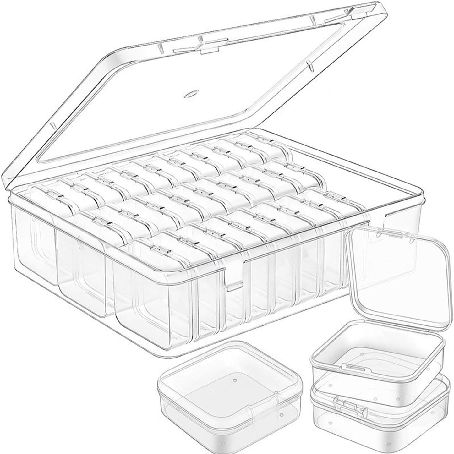 Libenxue 30 Grids Bead Storage Box, Containers Case with Hinged Lid Diamond Art Storage Tabletop Box Plastic for Jewelry, Earplug, Items, Earring