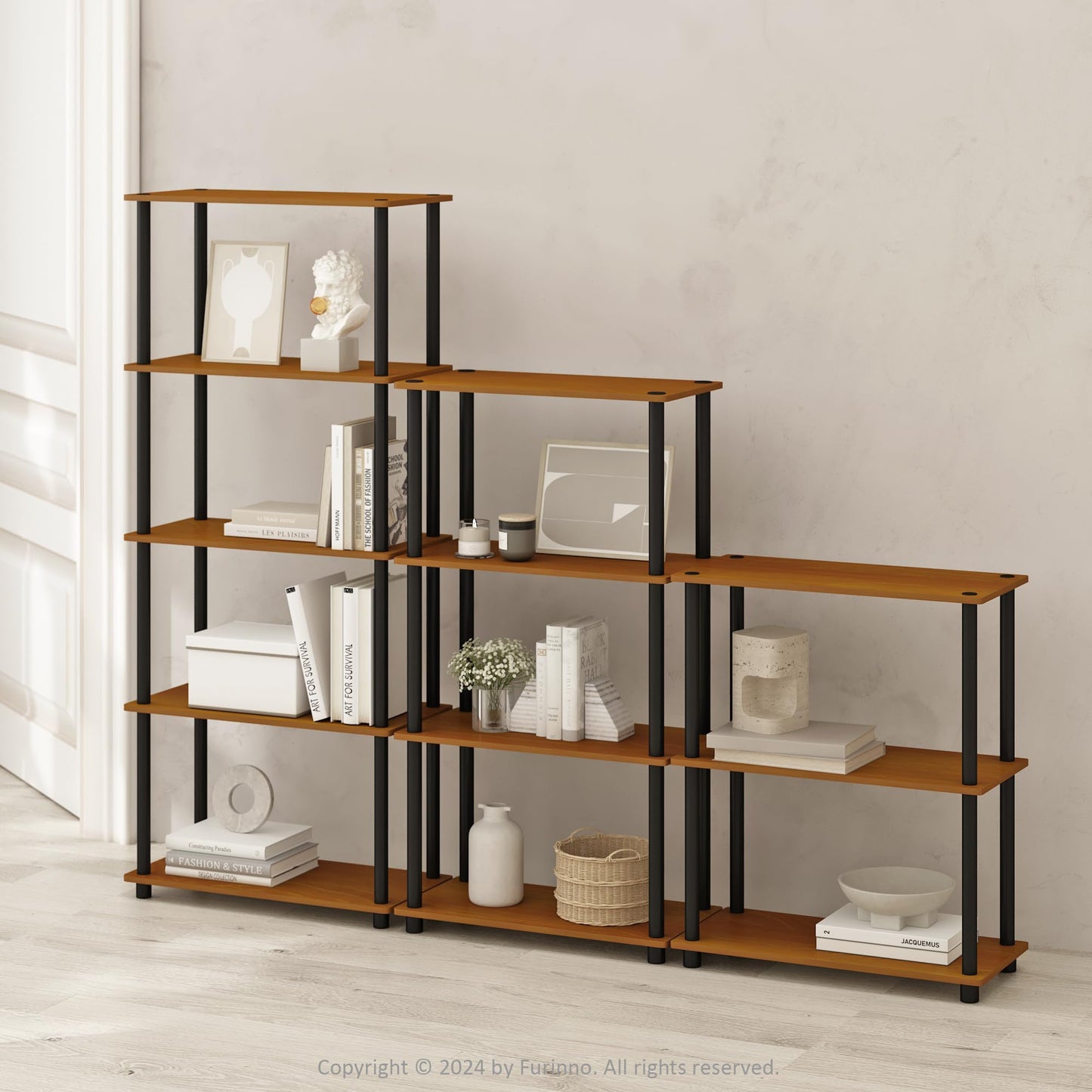 Furinno TURN-N-TUBE Book Shelf, 4-Tier Bookshelf, Bookcase with Multipurpose Compact Display Rack, 29.5 x 59.9 x 109.7 cm, for Living Room, Bedroom