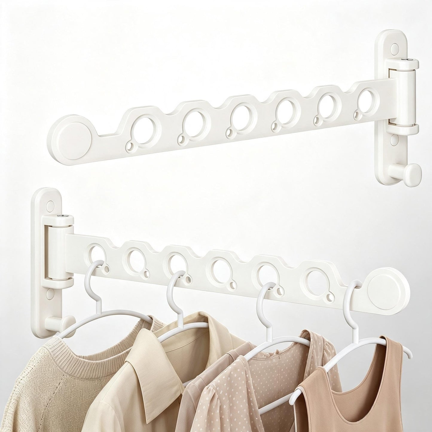 dancrul Wall Mounted Drying Rack Clothing Foldable for Laundry Room，White 2 Packs