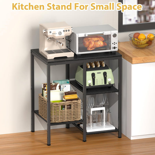 OGEMXU Kitchen Microwave Stand,4-Tier Adjustable Microwave Cart,Black