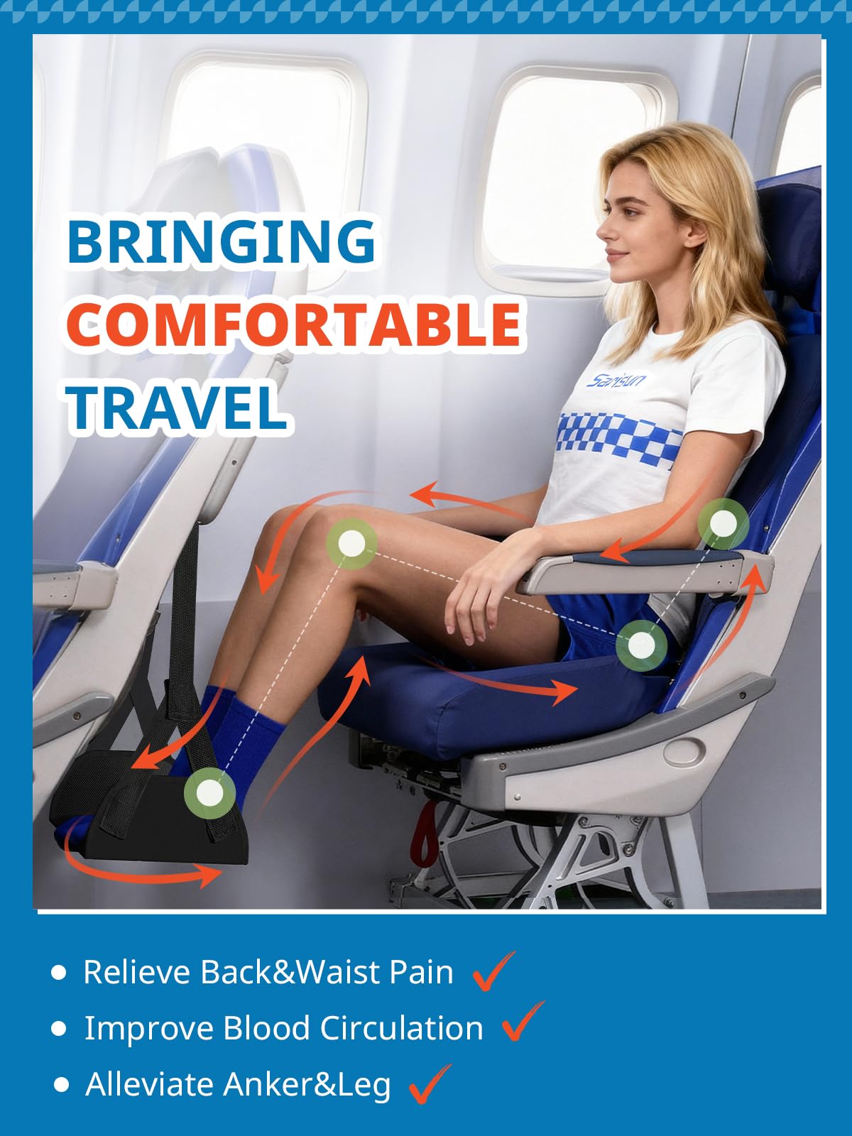 SARISUN Foot Hammock for Flight 2-Pack Foot Rest with Portable Carry Bags