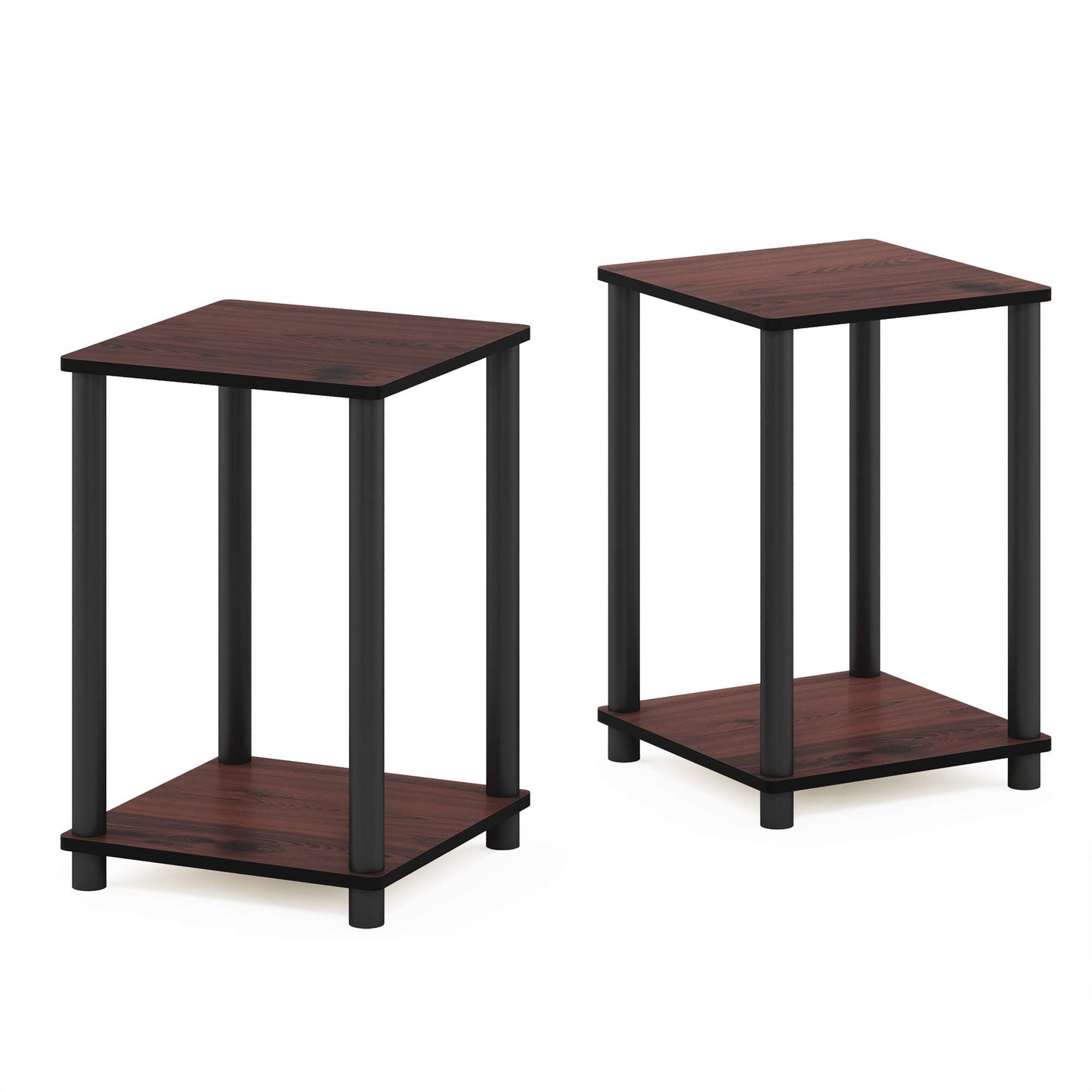 Furinno TURN-N-TUBE Side Table Set of 2, 2-Tier Stackable End Table with Open Shelf, Toolless Night Stand, Bedside Table, for Living Room, Bedroom