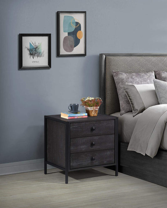 Timber Art Design UK Zahra Bedside Table with 3 Drawers Modern Bedroom Furniture Nightstand Storage Cabinet Unit for Living Room, Office, Bedroom,