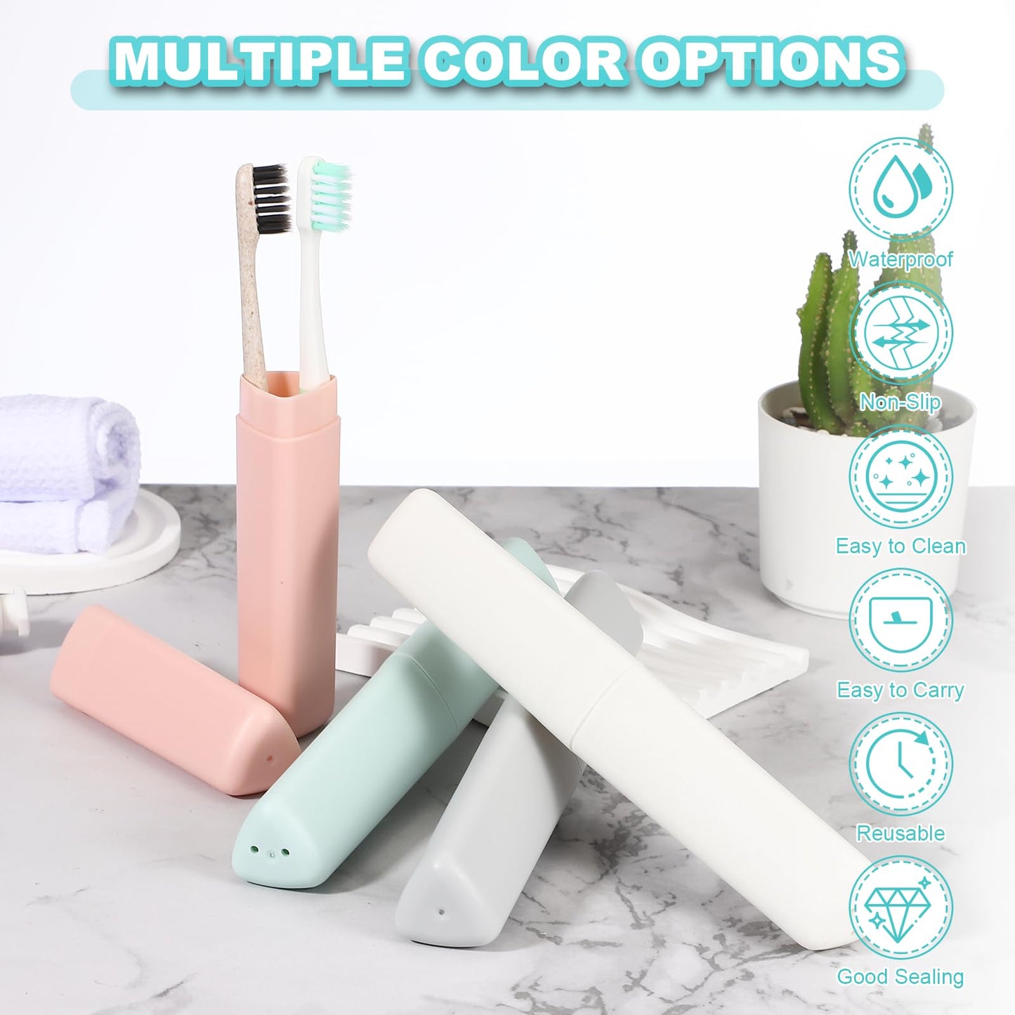 sourcing map 4Pcs Travel Toothbrush Case, 8.27 x 1.38" Portable Travel Toothbrush Holder, Plastic Toothpaste Container for Bathroom, Gym