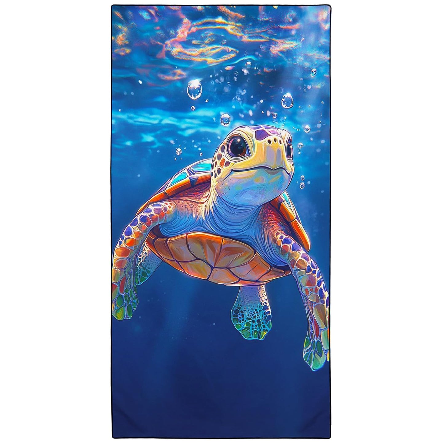 Violetpos Baby Sea Turtle Underwater Beach Towel, Extra Large 180x90 cm 250GSM Microfibre, Sand Free Quick Dry