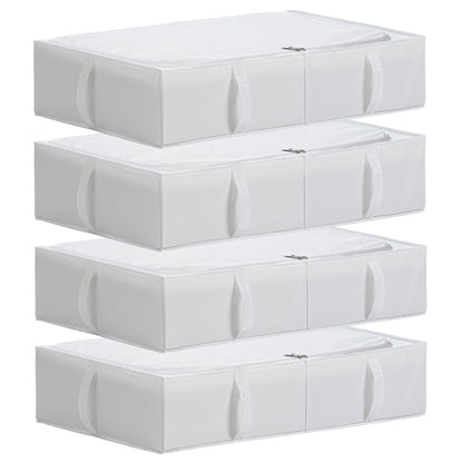 TYEERS Under Bed Storage Box with Lid, Durable Fabric, Washable, Collapsible, Under Bed Storage for Clothes, Blankets, Sheets, Shoes, 70x42x18 cm,