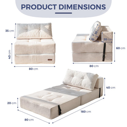 MAXYOYO Folding Sofa Bed, Convertible Sofa Bed with High-Density Support Foam, Portable 4 in 1 Fold Out Chair to Floor Lounger