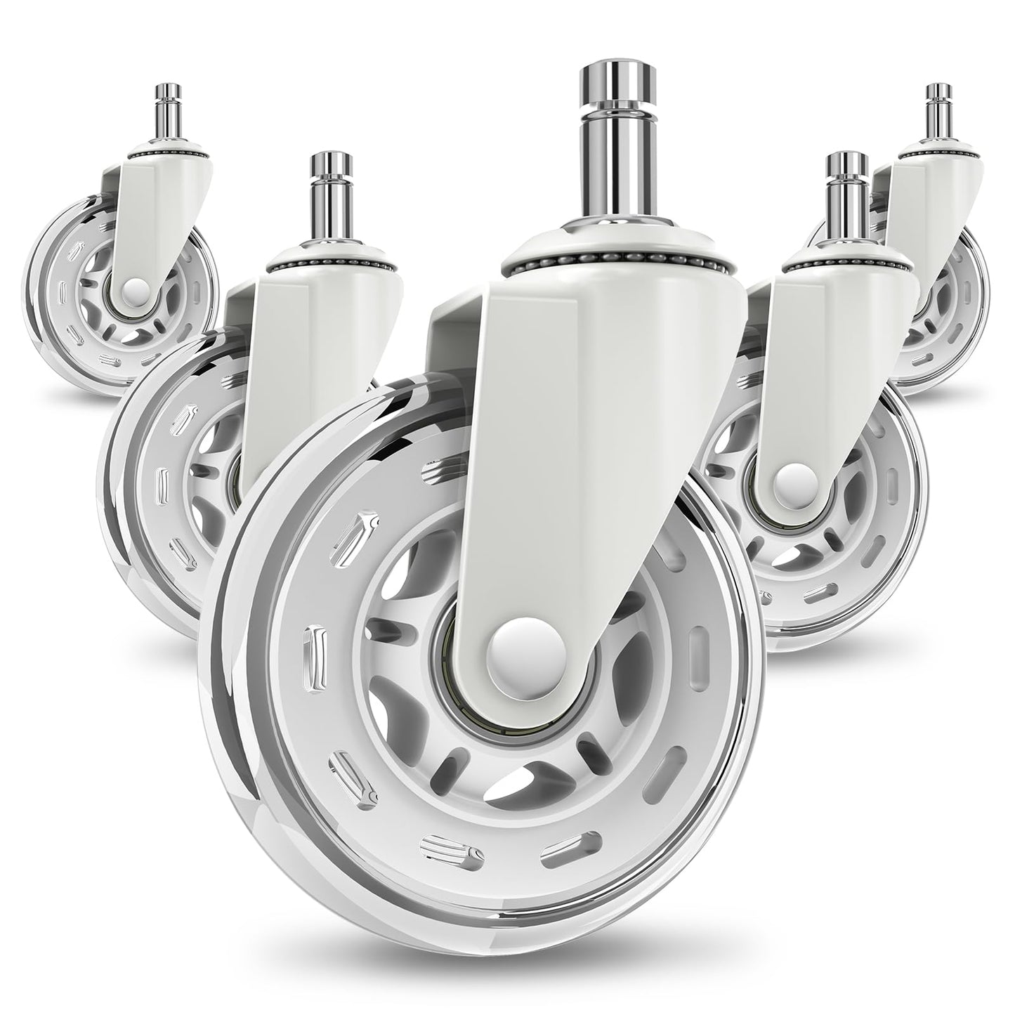 COSYLAND Office Chair Wheels - Set of 5 Replacement Rubber Rollers - Universal Fit Heavy-Duty Castors, Noise Free, Fits for 1-KEA Chairs
