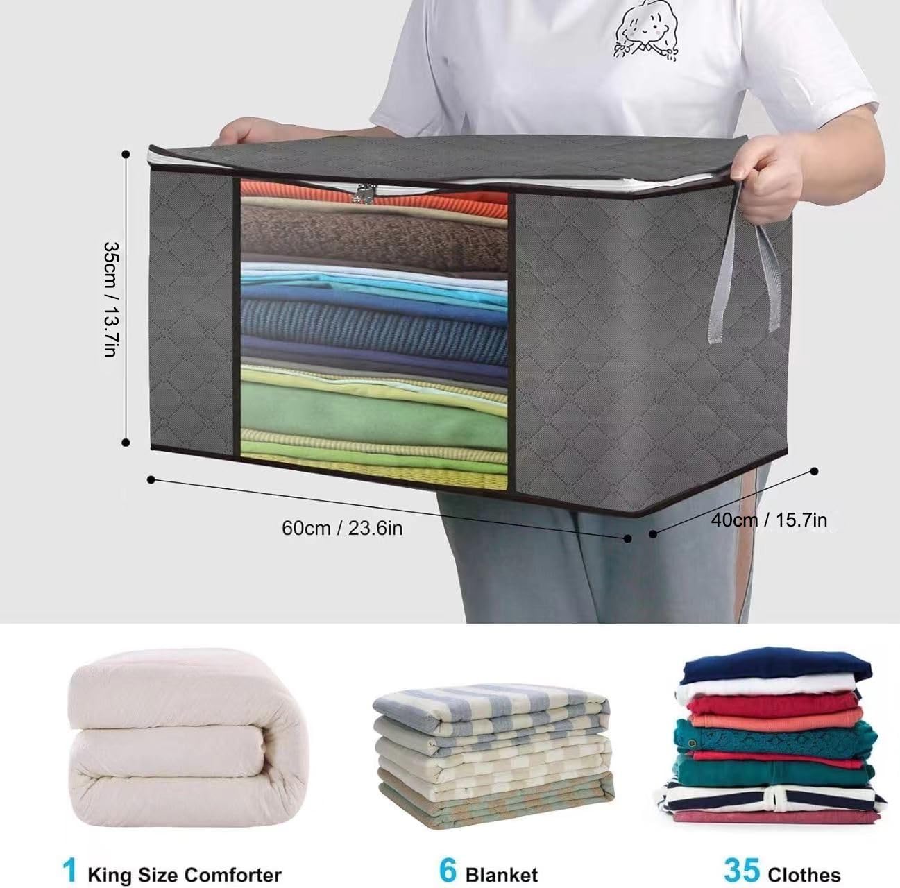 Cleaneaty Clothes Storage Bag 4Pack 90L Large Capacity Solution Organizer for Clothes, Duvets, Comforters, Blankets
