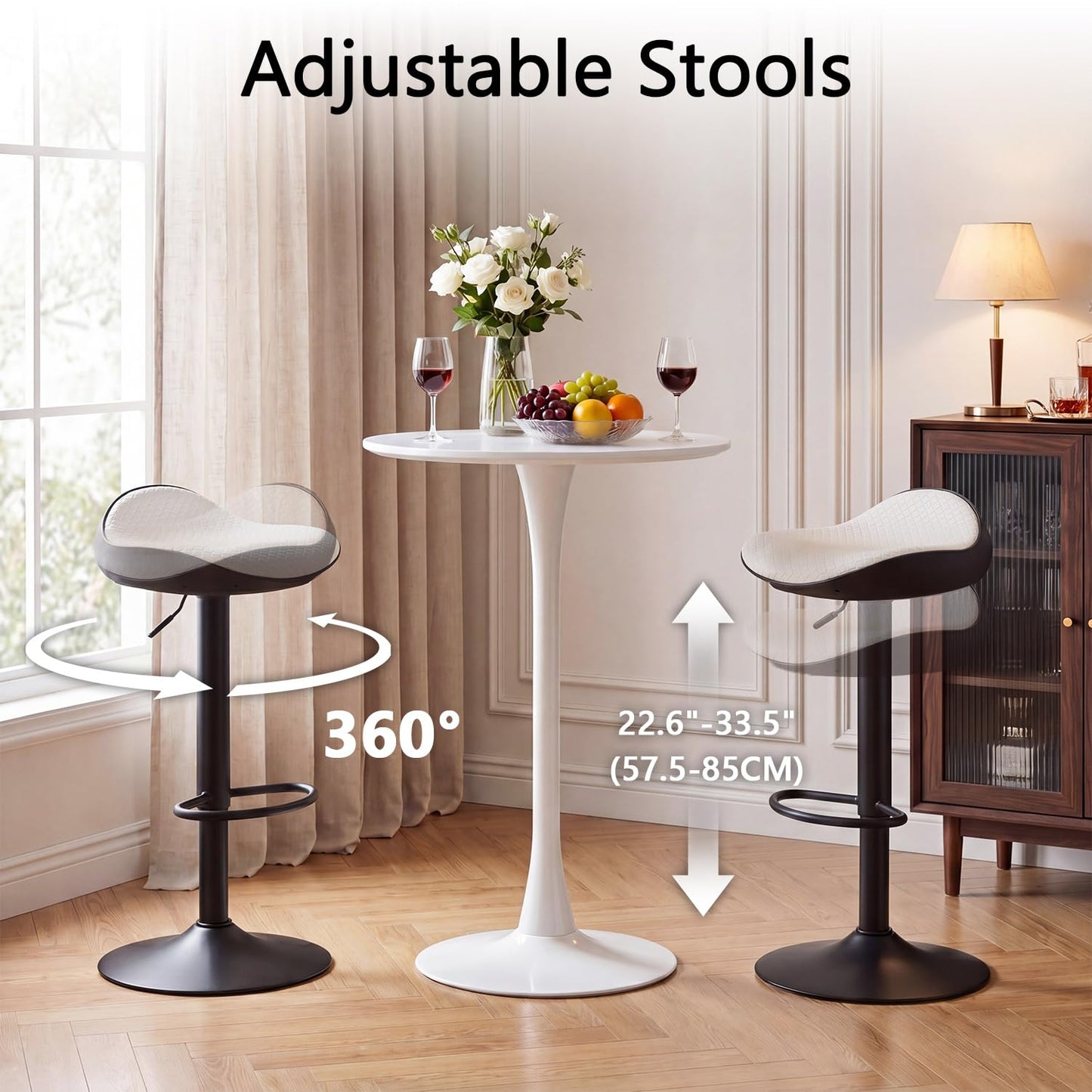 YOUNUOKE White Bar Stools Set of 2 Backless Breakfast Barstools