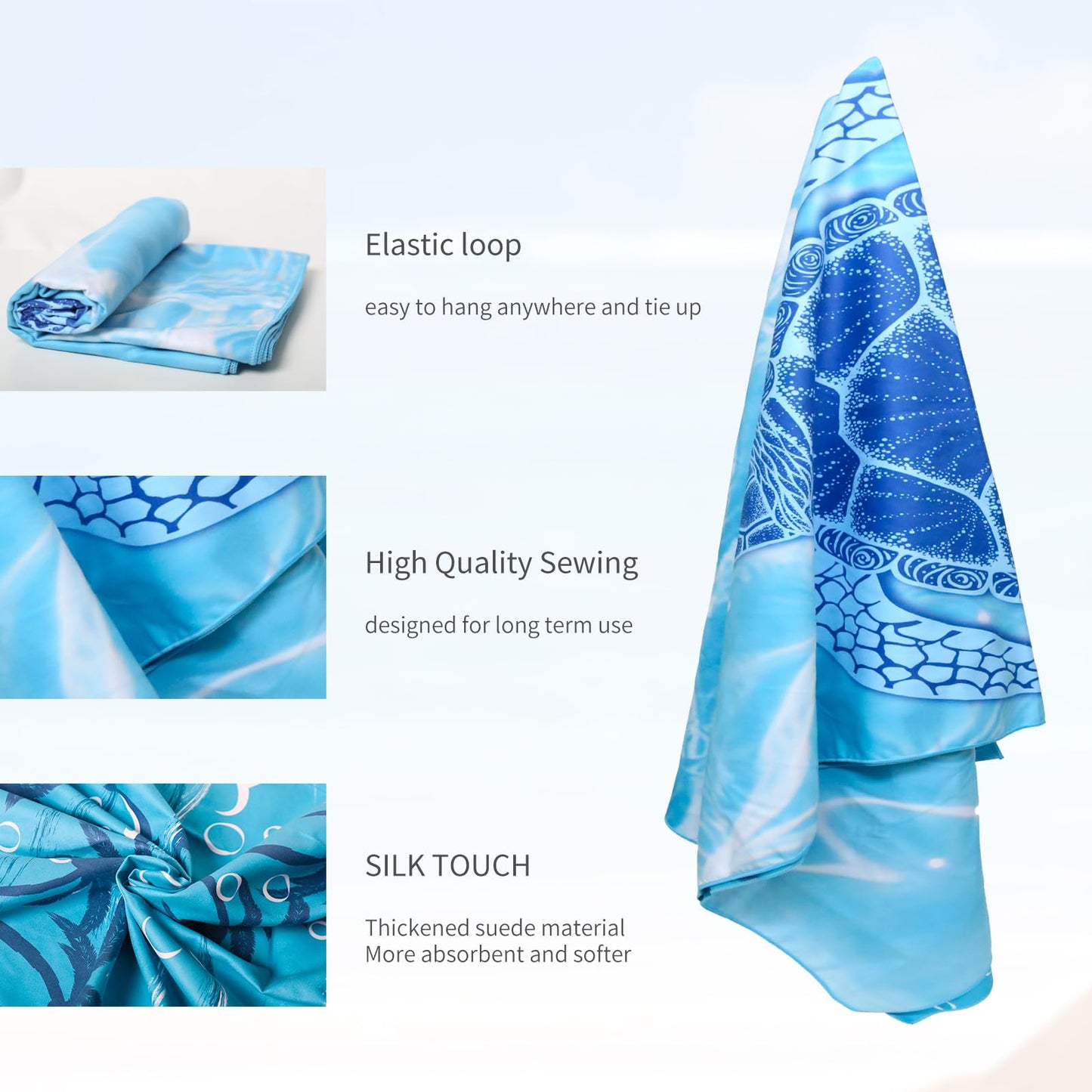 Vorvowry Microfibre Beach Towels for Adults Women Men Extra Large Lightweight Quick Dry Sand Free Travel Towel Double Sided Printing for Swim Sports