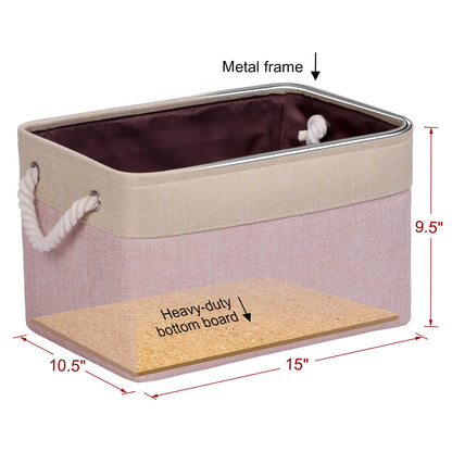 Univivi Foldable Storage Basket 15in Rectangle Storage Bins Pink, Set of 4