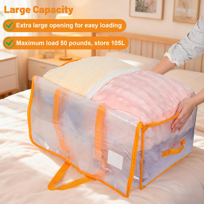 Dntorx 6 Pack 105L Moving Bags Clothes Storage Bags Drom Packing Box, Orange