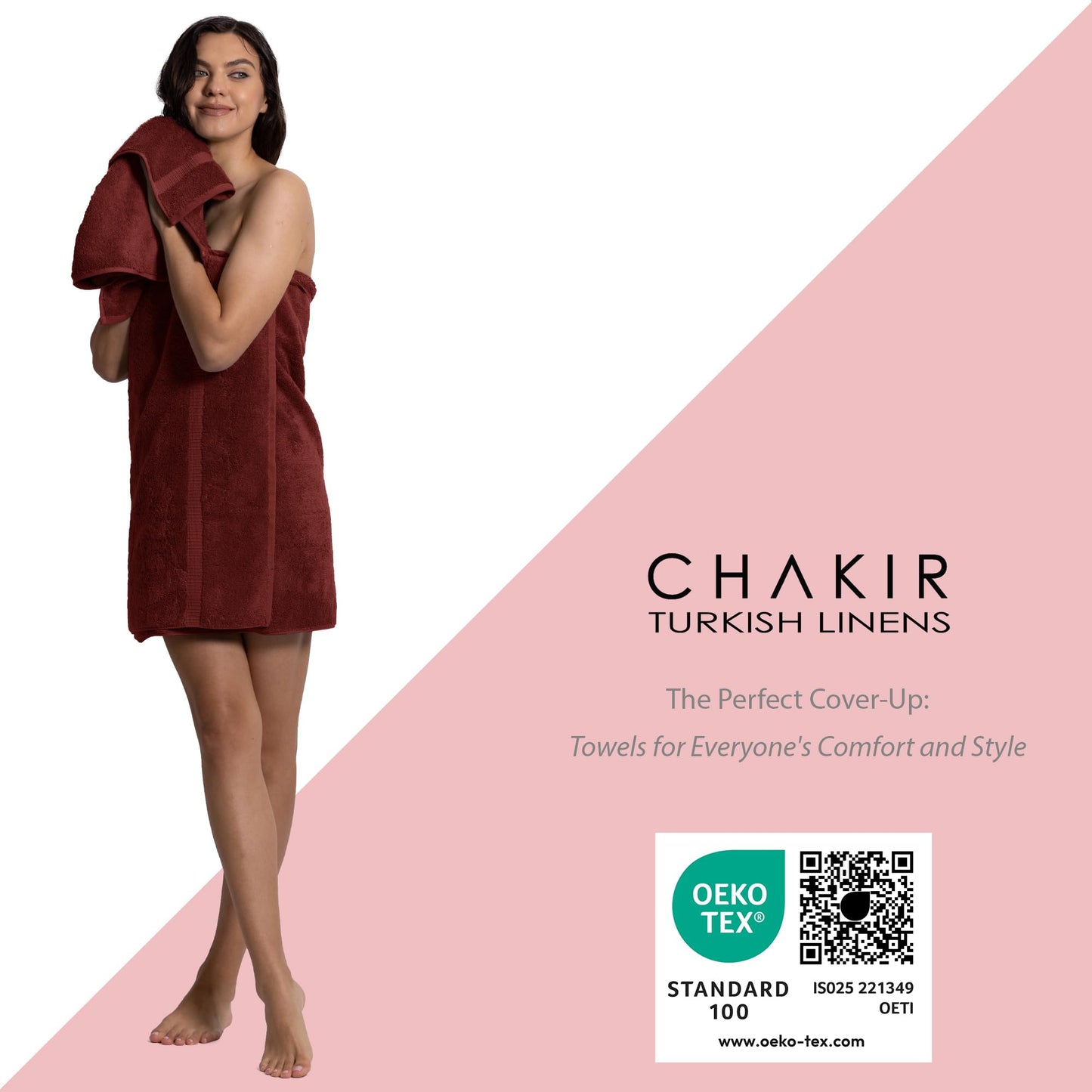 Chakir Turkish Linens Luxury Spa and Hotel Quality Premium Turkish Cotton 6-Piece Towel Set (2 x Bath Towels, 2 x Hand Towels, 2 x Washcloths)