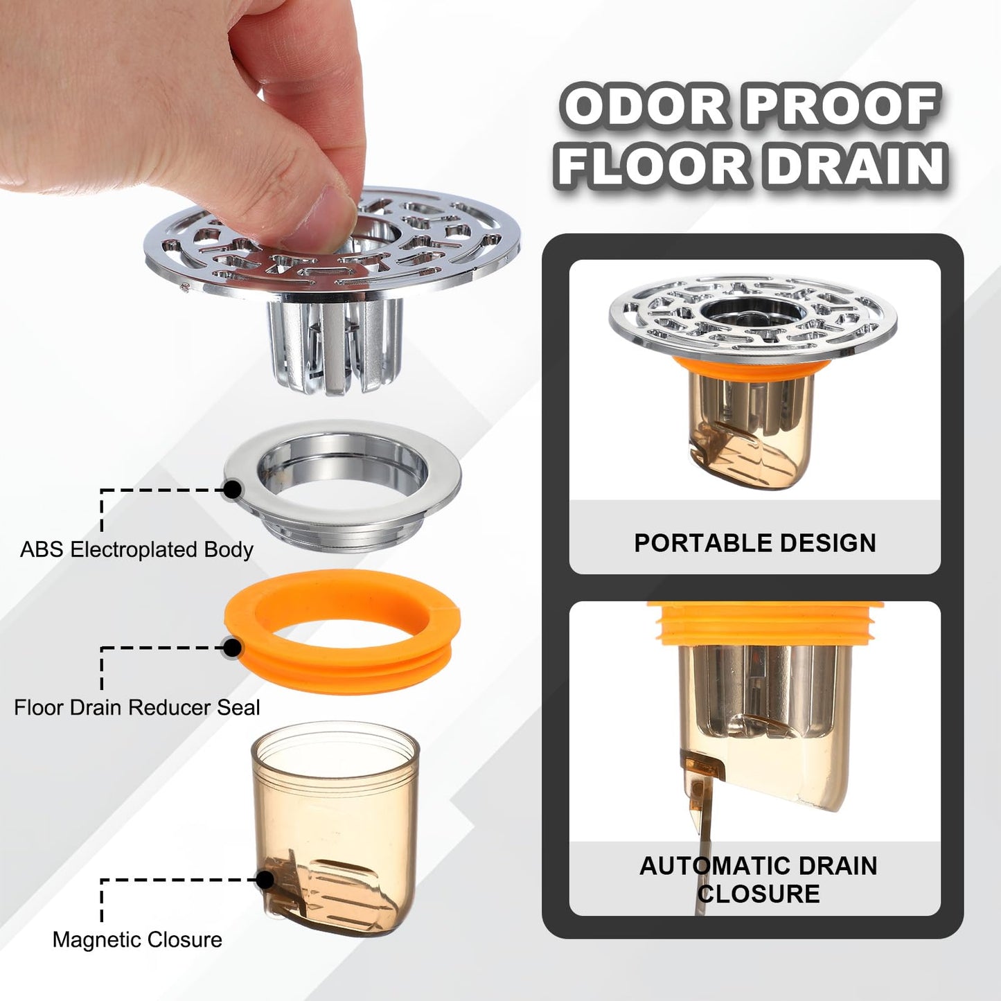 uxcell Odor Proof Floor Drain, ABS Floor Drain Cover Shower Plug Drain Backflow Preventer Suitable for 1.3-1.7" Caliber Pipes Tubes Bathroom Kitchen