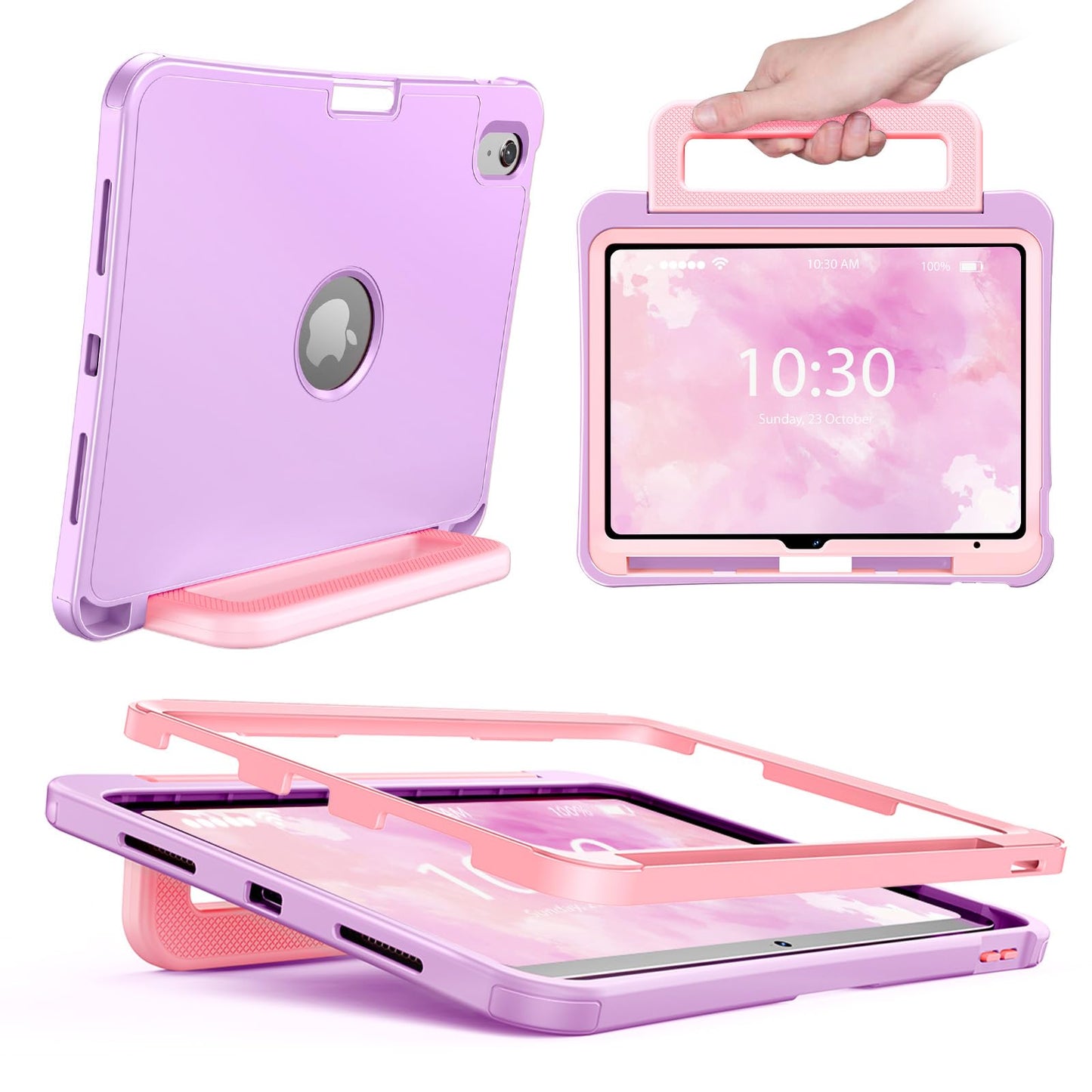 INFILAND Kids Case for iPad A16 11 Inch 2025 (11th Gen), iPad 10th Generation (10.9 Inch 2022), Durable Silicone Shockproof Stand Protective Cover