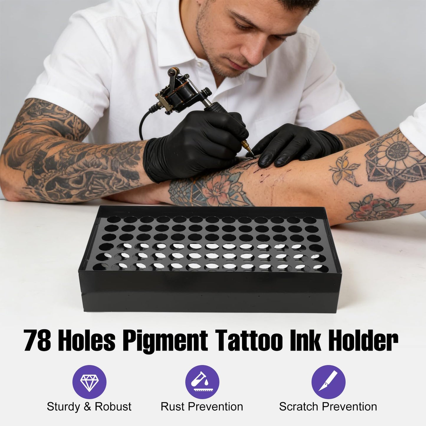 Lfhelper Tattoo Station Organiser - Wall-Mounted Pigment Ink Tattoo Holder for 78 Bottles, Pigment Bottle Rack for Tattoo Shops, Nail Salons