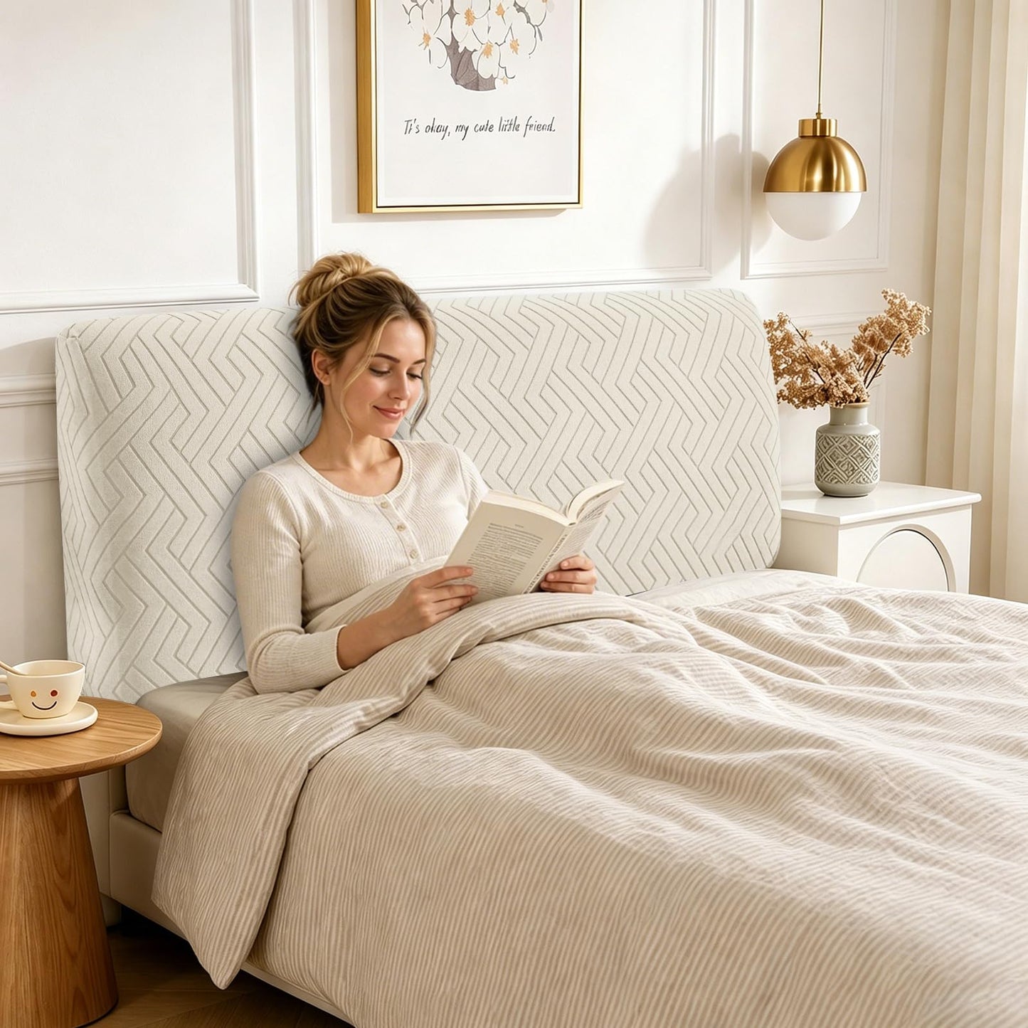 CYCMACO Elastic Bed Headboard Cover, 120 cm, Soft Stretch Bed Headboard Cover, Dustproof Bed Headboard Covers, Modern Bed Headboard Cover, Universal