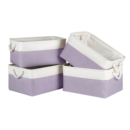 Syeeiex Storage Basket for Shelves 4-Pack, Storage Boxes with Handles, Large Fabric Storage Bins for Organizing Home and Office, Violet