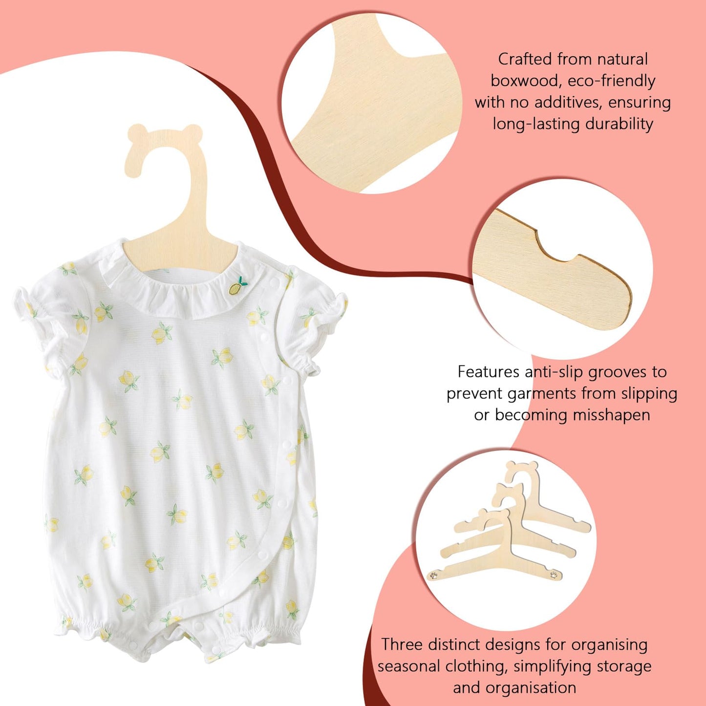 30 Pcs Baby Hangers, Wooden Coat Hangers, Baby Hangers for Clothes, Baby Coat Hangers Wooden