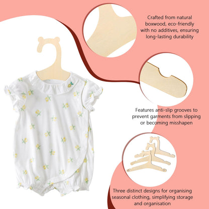 30 Pcs Baby Hangers, Wooden Coat Hangers, Baby Hangers for Clothes, Baby Coat Hangers Wooden