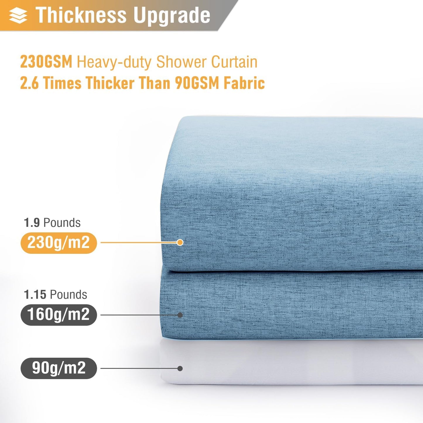 BTTN Extra Long Linen Look Shower Curtain, 182x244cm, Moonlight Blue