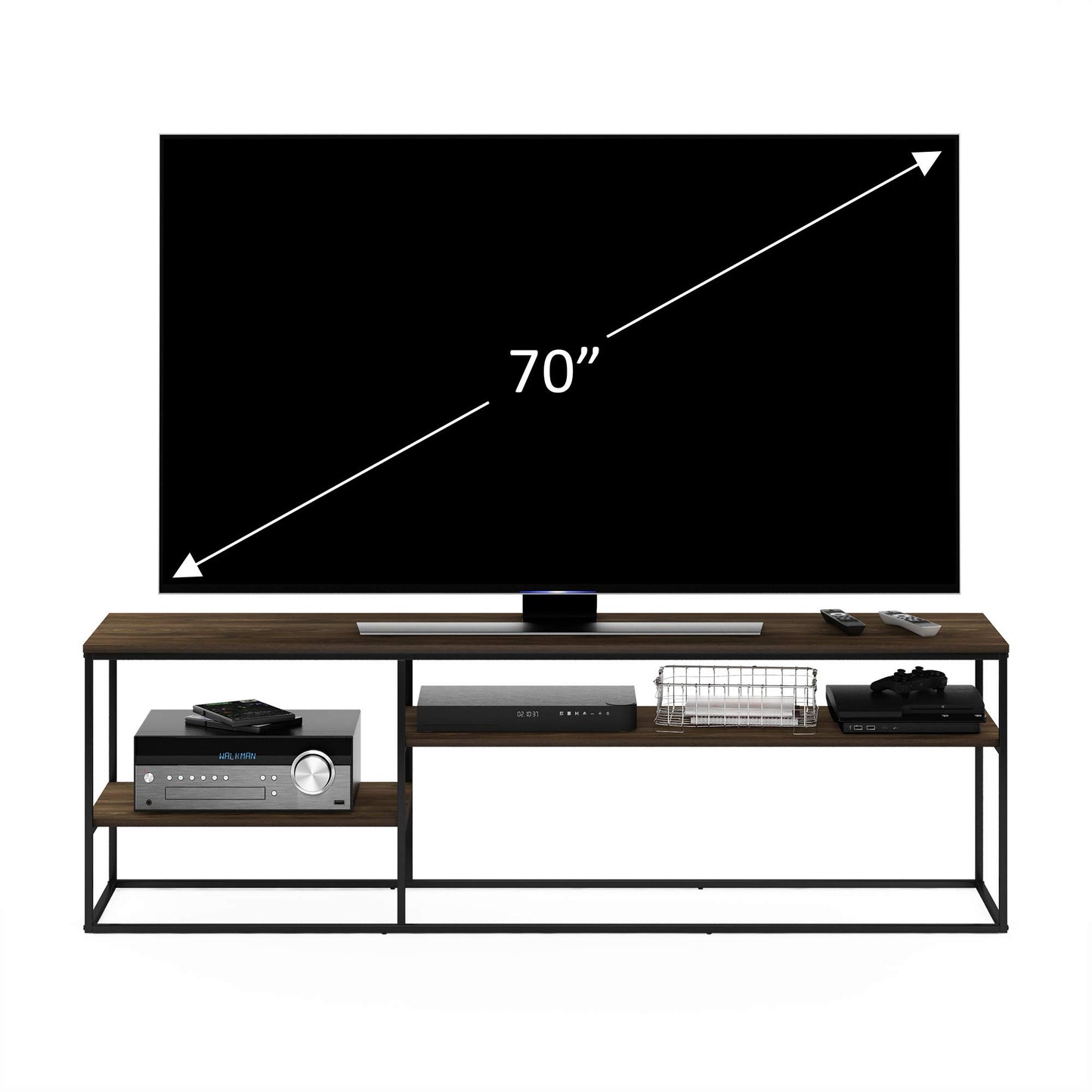 Furinno MORETTI Modern Lifestyle TV Stand, Entertainment Center for TV up to 78 Inch, for Living Room, Bedroom, Brown Walnut