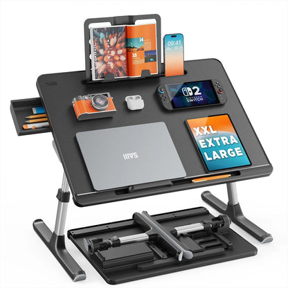 SAIJI Laptop Bed Tray Desk, X-Large Adjustable Laptop Table Black