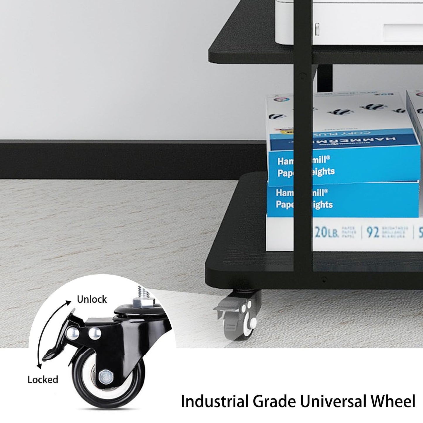 PUNCIA 3-Tier Laser Printer Stand with Storage Heavy Duty Rolling Cart