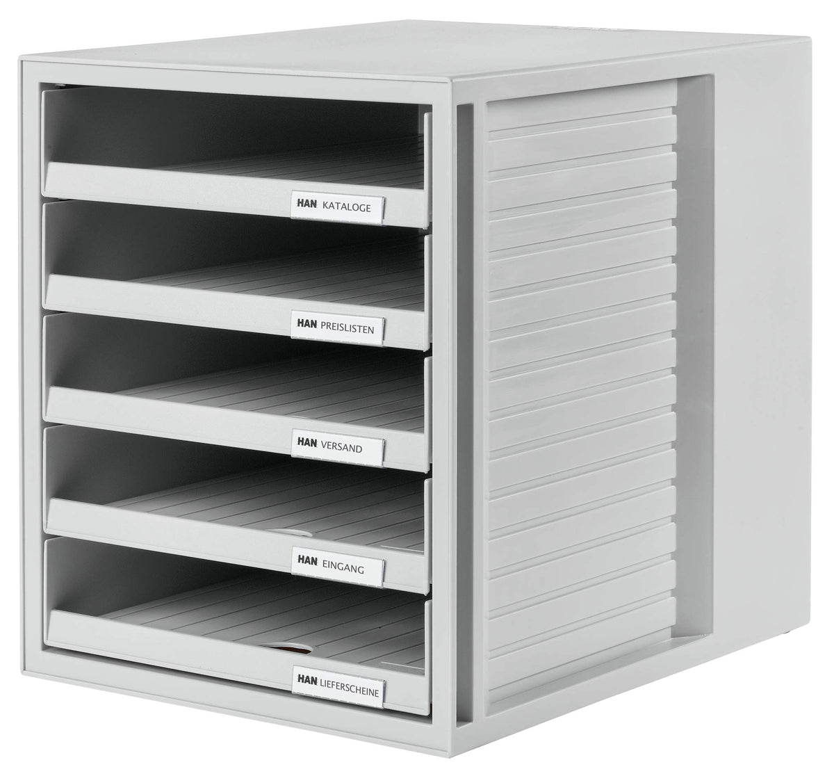 HAN 1401-11, SCHRANK-SET Drawer set . Innovative, attractive design with 5 open drawers, light-grey