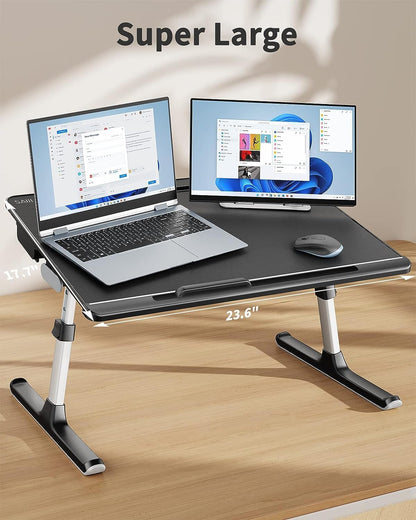 SAIJI Laptop Bed Tray Desk, X-Large Adjustable Laptop Table Black
