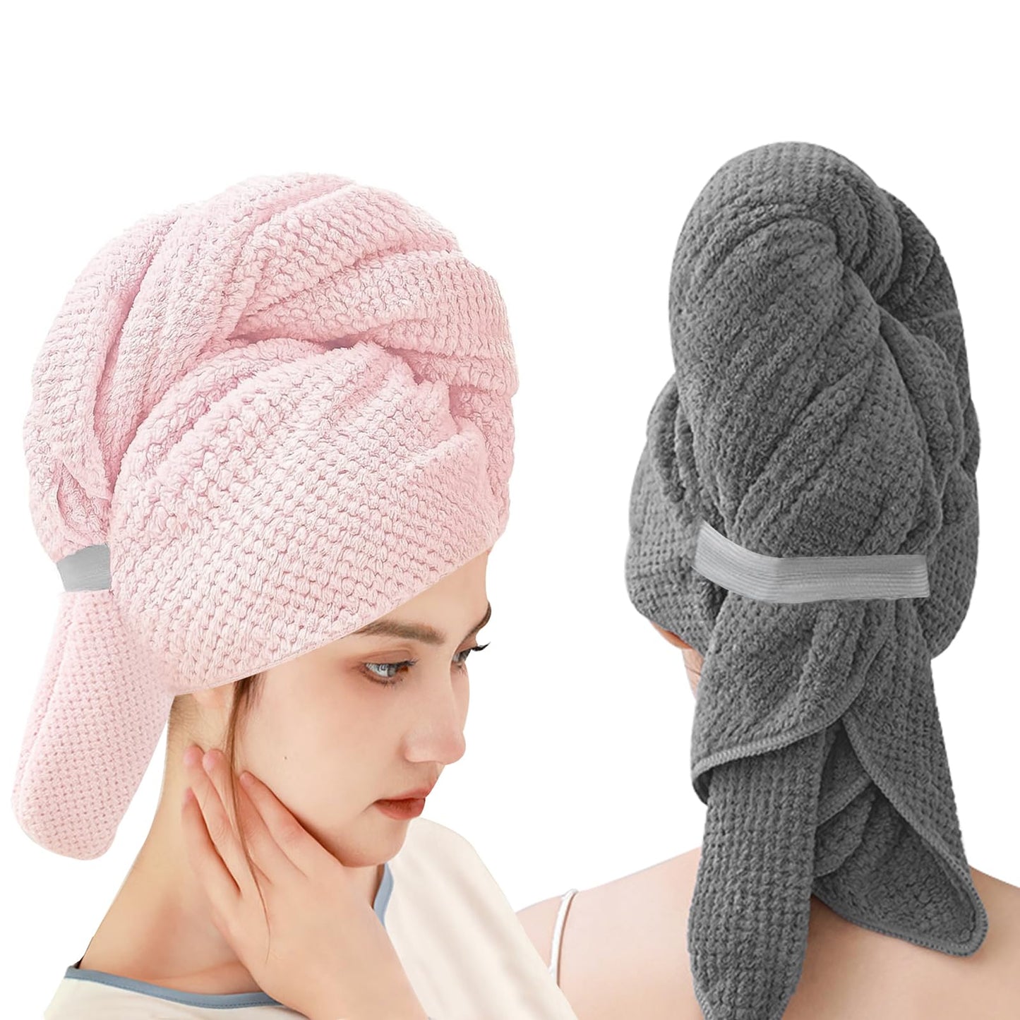GAOHAN 2 Pack Large Microfibre Hair Drying Towel Wrap
