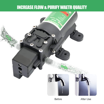 LONGRUN 12V DC Water Pump, Diaphragm Water Pump with Pressure Switch, 4.5L/Min 85 PSI High Pressure Self Priming Caravan Water Pump, Water Pressure