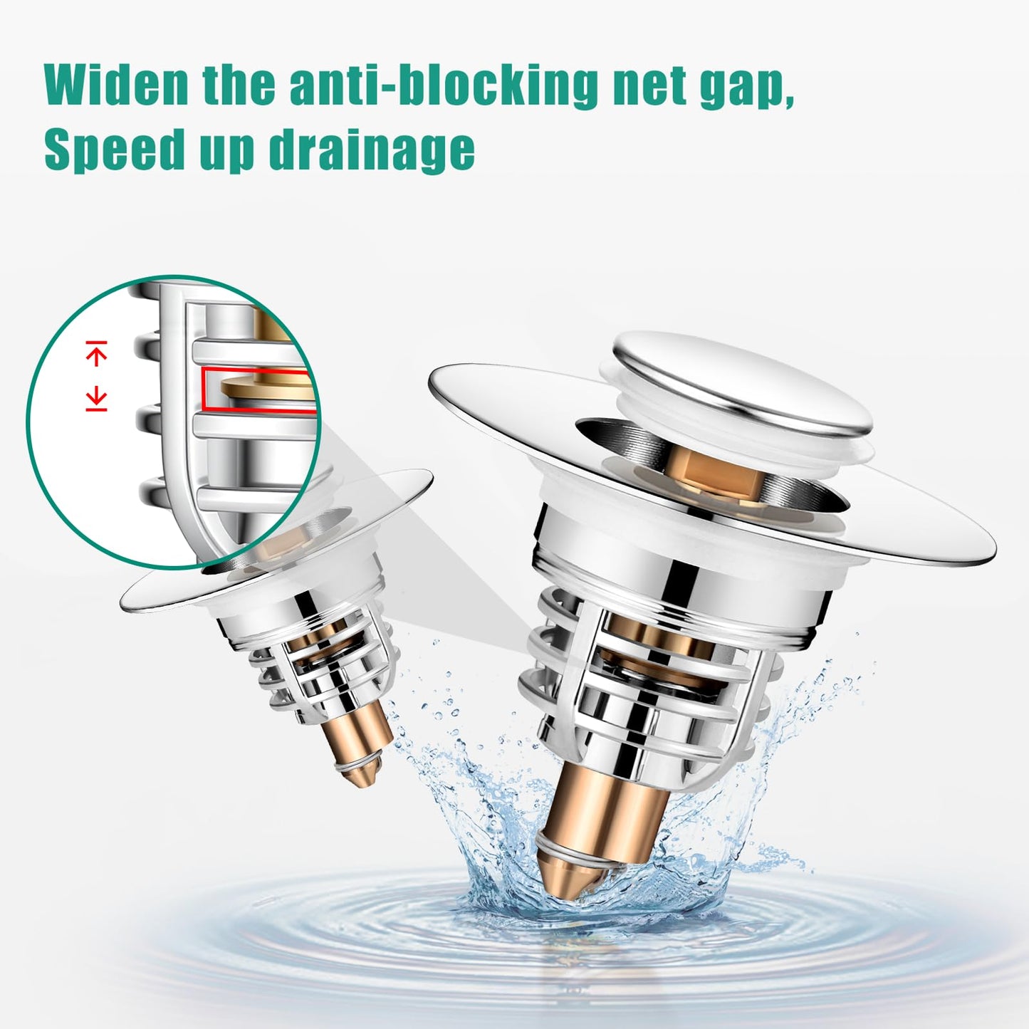 Diboniur Upgraded Sink Plug, Improved Bathroom Sink Plug Replacement, Universal Sink Stopper