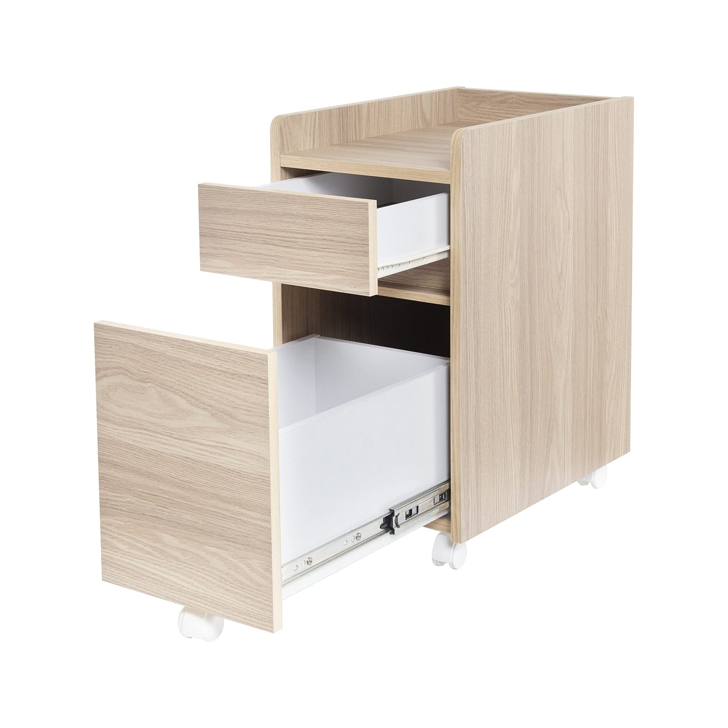 Iris Ohyama, Cabinet with Locking Wheels/Drawer Rolling Wood File/Desk with shelves and wheels/Desk Cabinet, Design & Modern, Office, Studyroom