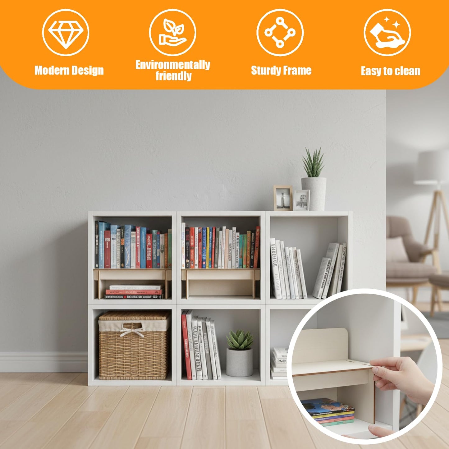SUNUCO Paperback Book Riser insert compatible with Ikea Kallax Storage Unit, Inserts Shelves for Improved Book Organization, (2Pcs)