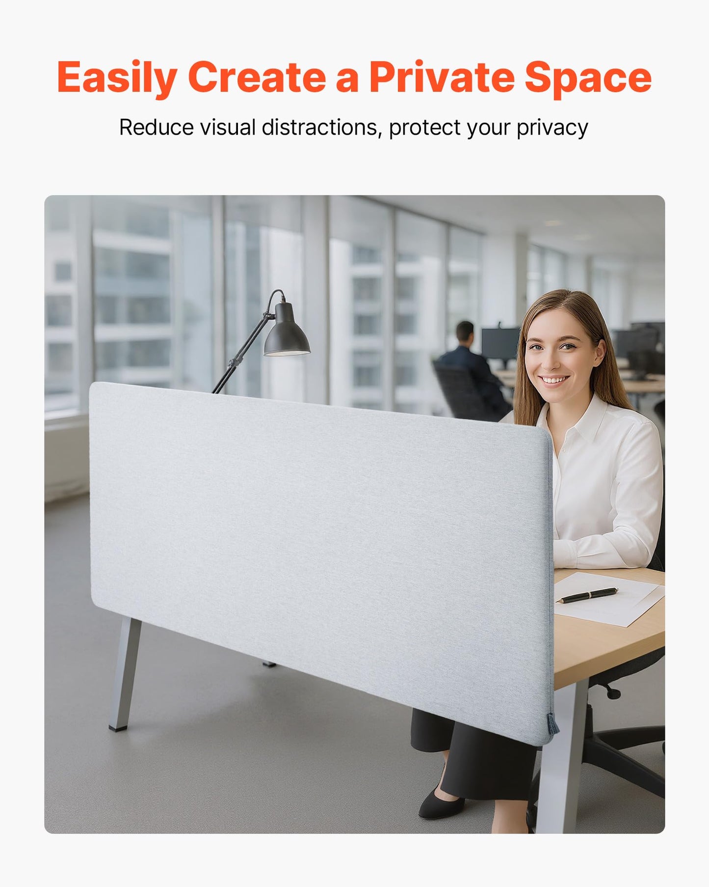 VEVOR Desk Divider Privacy Panel, 1524 x 610 mm Clamp-on Office Desk Partition, PET Cubicle Partition Panel