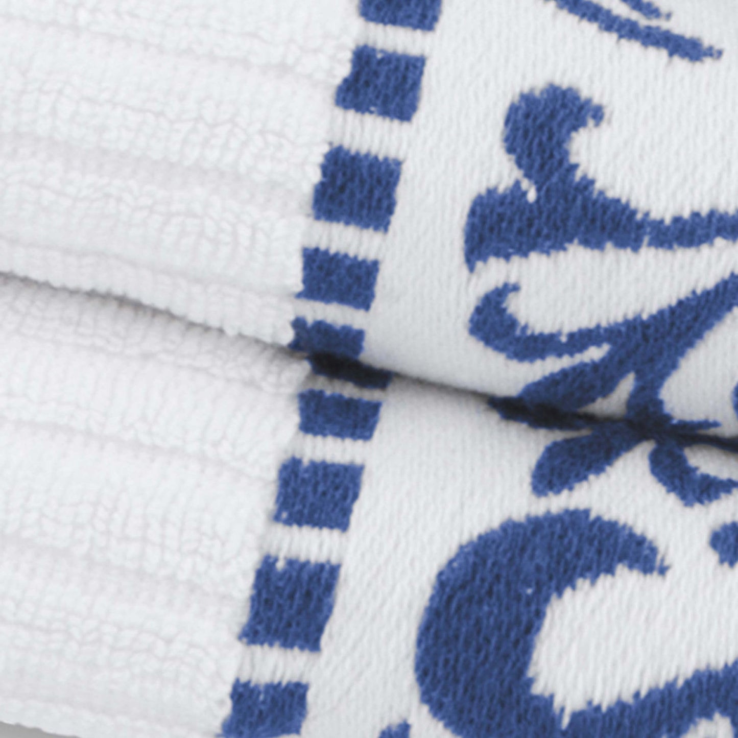 Superior 8 Piece Cotton Towel Set, Highly-Absorbent Plush Decorative Bohemian, Greek Key Trim Jacquard Dobby Border, Face Towels 13” x 13”