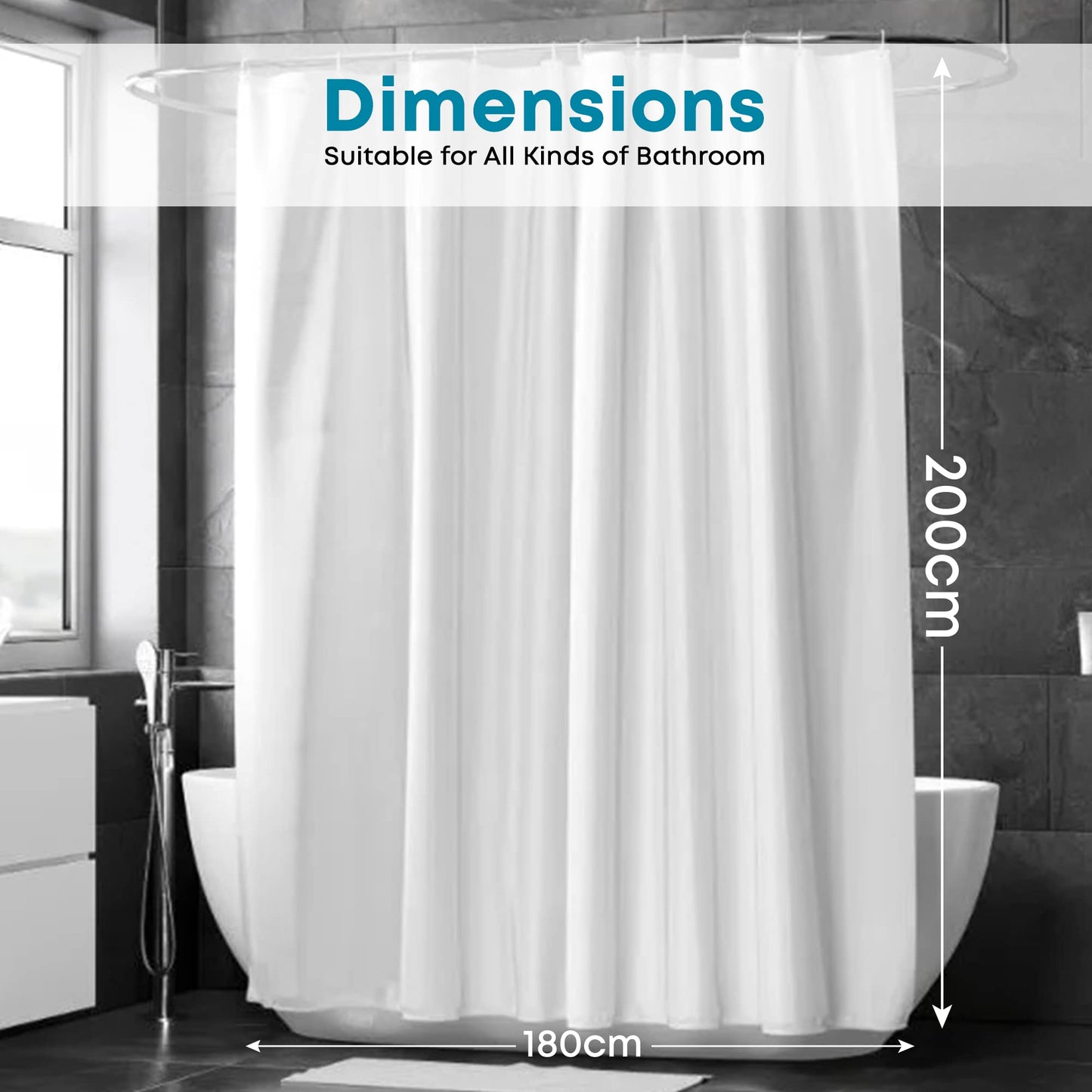 Blue Canyon Extra Long Shower Curtains | 100% Polyester Shower Curtain | Anti-Bacterial Surface Treatment | Water Repellent| Weighted Hem